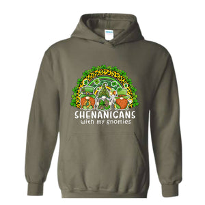 Shenanigans With My Gnomies Hoodie, St. Patricks Day Hoodie, Lucky Hoodie, Gnome Hoodie, Boho Rainbow Hoodie