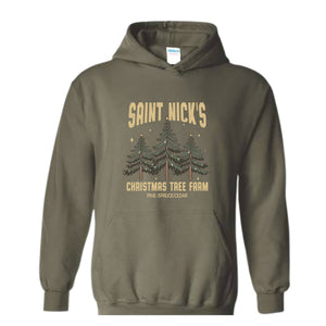 Saint Nick's Christmas Tree Farm Pine Spruce Cedar Hoodie, Christmas Hoodie, Christmas Gifts, Christmas Tree Sweater