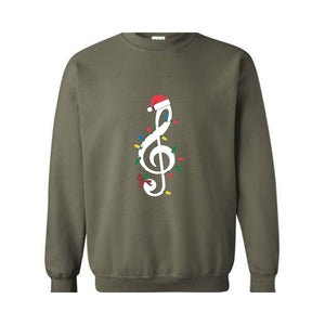 Music Christmas Lights Sweatshirt, Music Lover Hoodie, Instrument Christmas Hoodie, Musician Christmas Hoodie, Music Hoodie