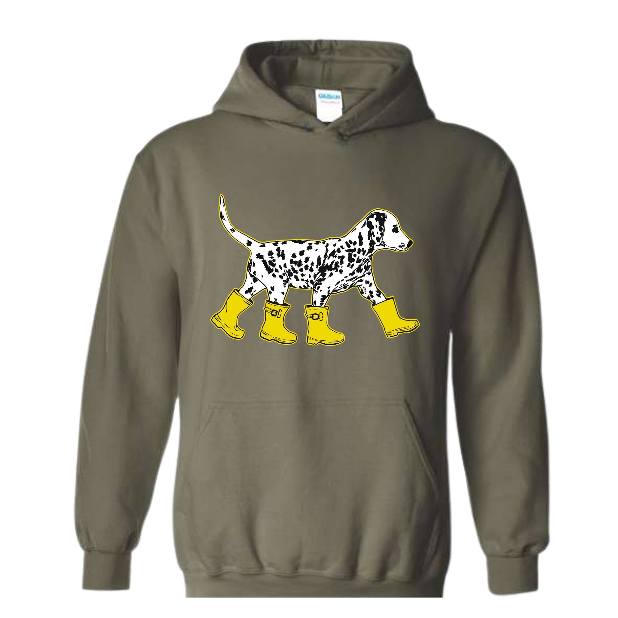 Dog in Boots Sweatshirt, Cute Dalmation Dog Hoodie, Dog Lover Hoodie, Winter Dog Sweater, Dalmation Dog Hoodie, Dog Lover Hoodie