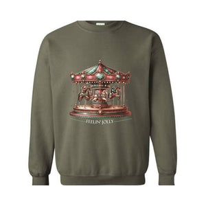 Feelin Jolly Carousel Christmas Sweatshirt, Perfect Holiday Gift, Cozy Winter Sweater, Cute Christmas Sweatshirt, Christmas Party Sweater