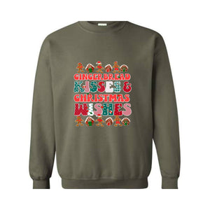 Gingerbread Kisses & Christmas Wishes Sweatshirt, Christmas Crewneck, Gingerbread Sweatshirt, Cute Christmas Sweater, Christmas Gift