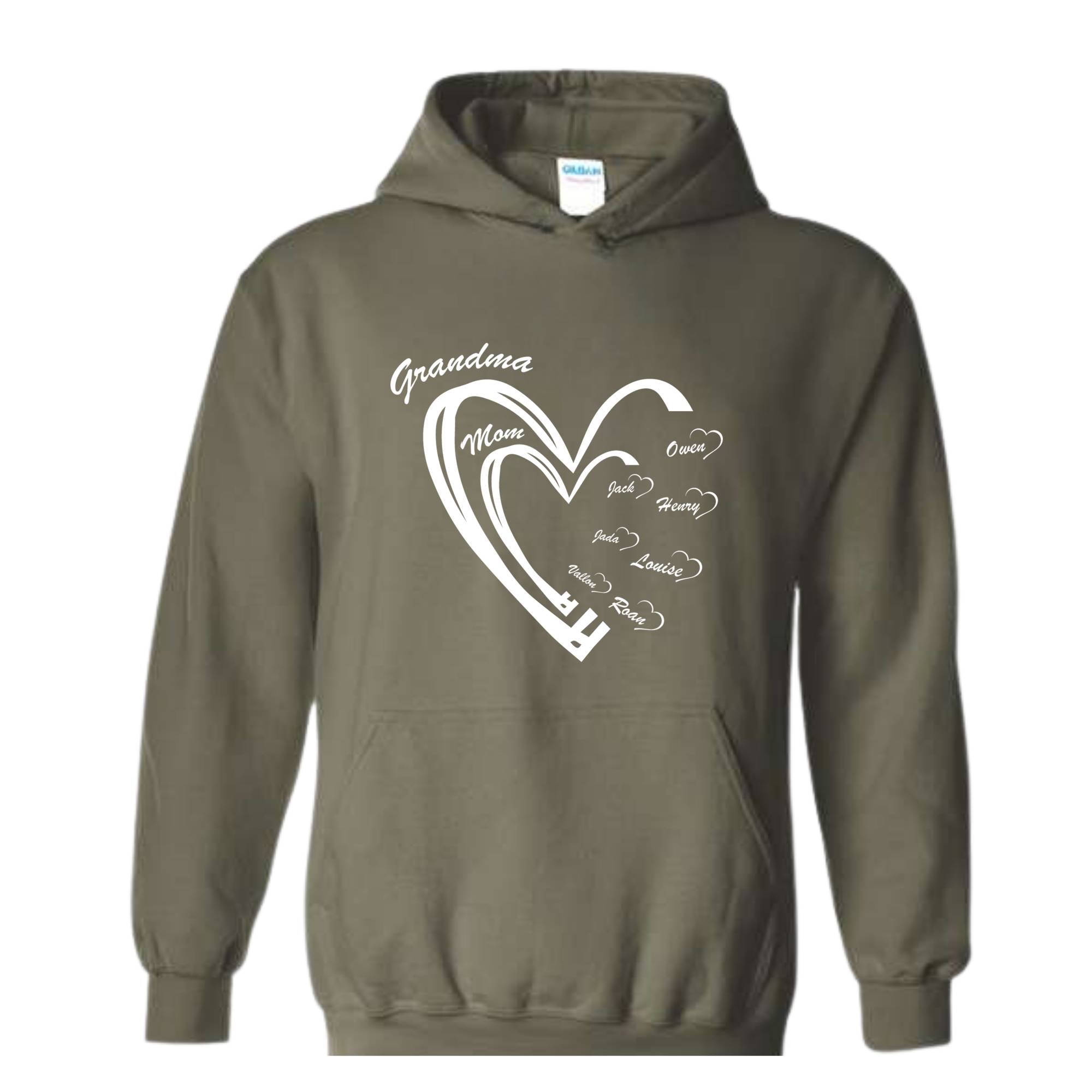 Custom Grandma Heart Sweatshirt, First Time Grandma Sweatshirt, kids Names Hoodie, Godmerch Sweatshirt, Mother's Day Hoodie