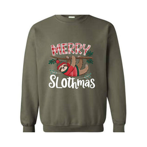 Merry Slothmas Sweatshirt, Trendy Christmas Hoodie, Funny Christmas Sweater, Sloth Lover Gift, Sloth Christmas Hoodie