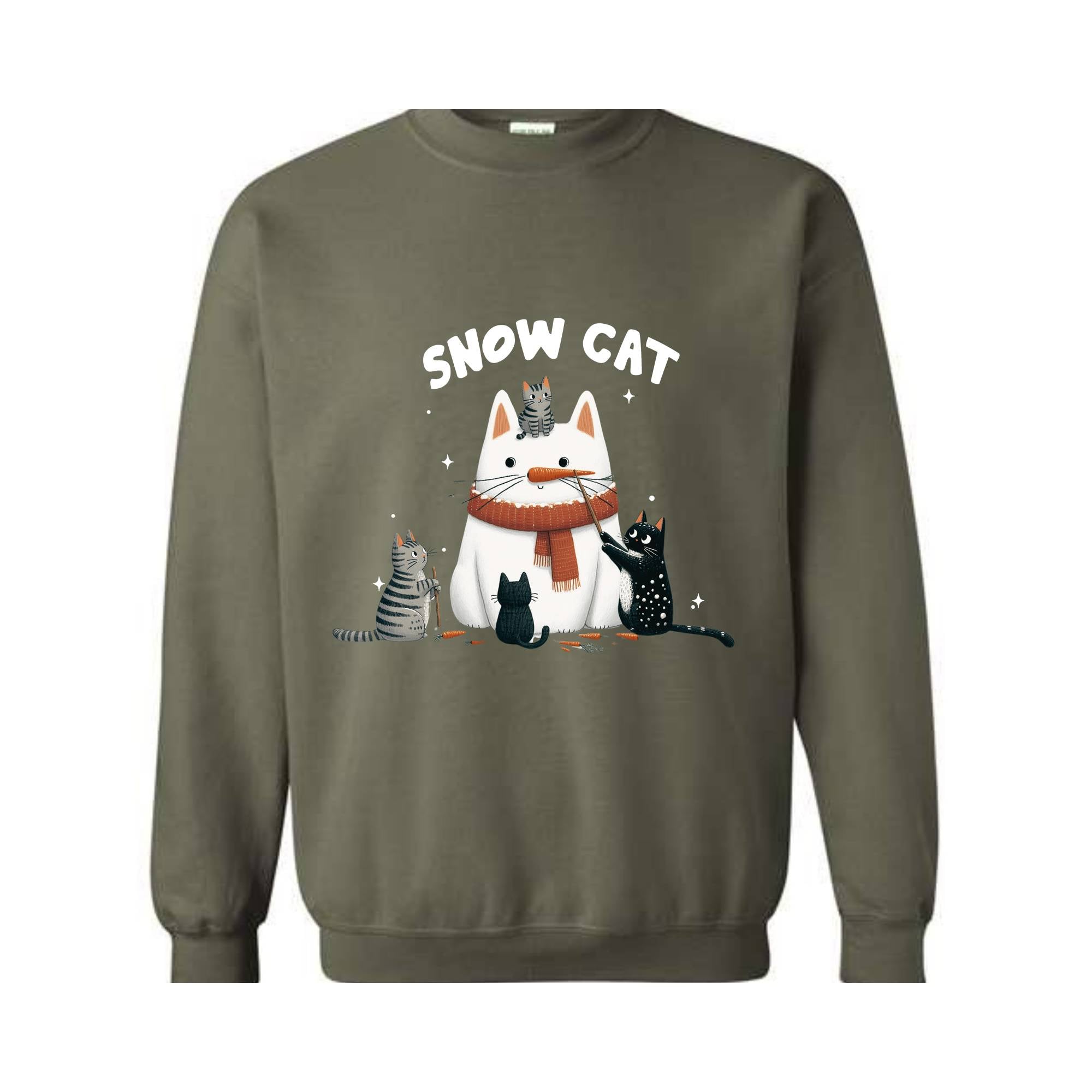 Snow Cat Sweatshirt, Meowy Christmas Sweater, Happy Cat Year Shirt, Cat Christmas Sweatshirt