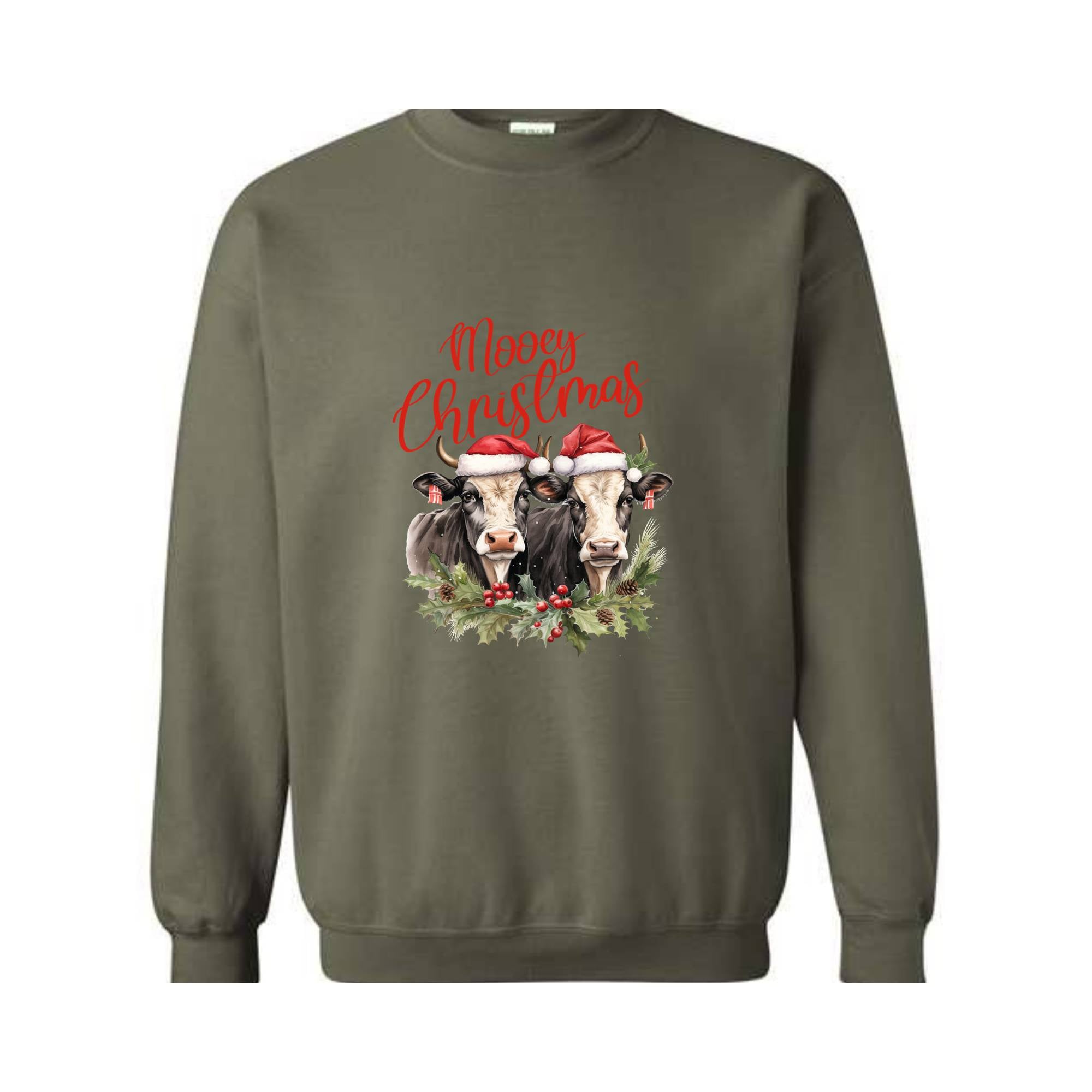 Mooey Christmas Sweatshirt, Christmas Sweatshirt, Christmas Gifts, Christmas Cow Sweatshirts, Christmas Animal Sweatshirt