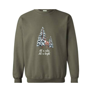 All Is Calm All Is Bright Sweatshirt, Family Christmas Sweater, Christmas Sweatshirts for Women, Merry Christmas Sweatshirt