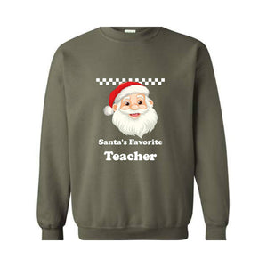 Santa's Favourite Teacher Sweatshirt, Favourite Teacher Gift, Santa Sweatshirt, Teacher Christmas Sweatshirt, Teacher Xmas Gift