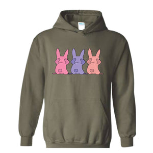 Three Rabbits Hoodie, Animal Hoodie, Wildlife Hoodie, Hipster Bunny Hoodie, Bunny Hoodie