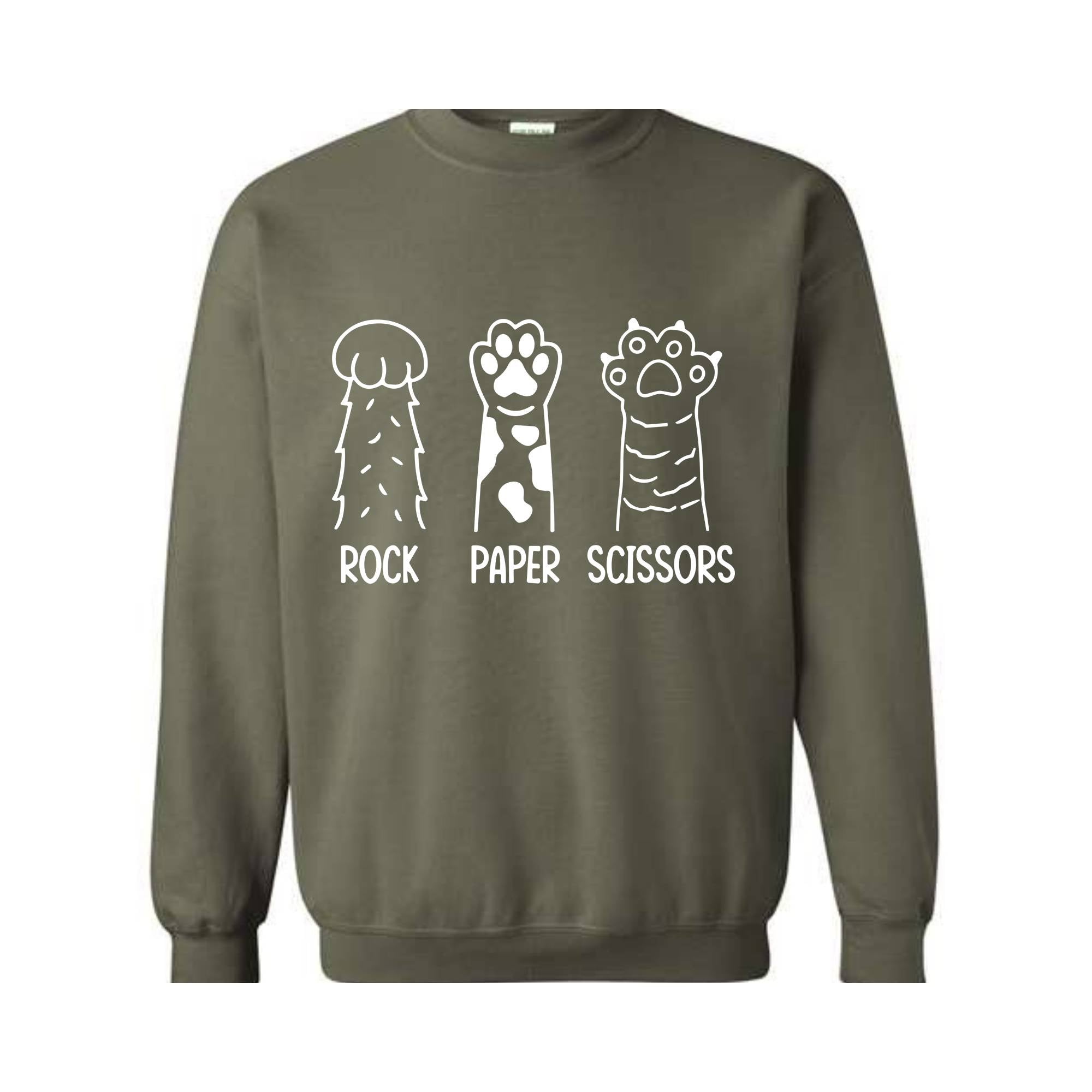 Rock Paper Scissors Sweatshirt, Funny Cat Paw sweatshirt, Gifts for Cat Lovers, Cat Owners sweatshirt, Cat Paws Sweatshirt