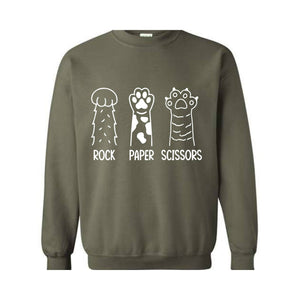 Rock Paper Scissors Sweatshirt, Funny Cat Paw sweatshirt, Gifts for Cat Lovers, Cat Owners sweatshirt, Cat Paws Sweatshirt