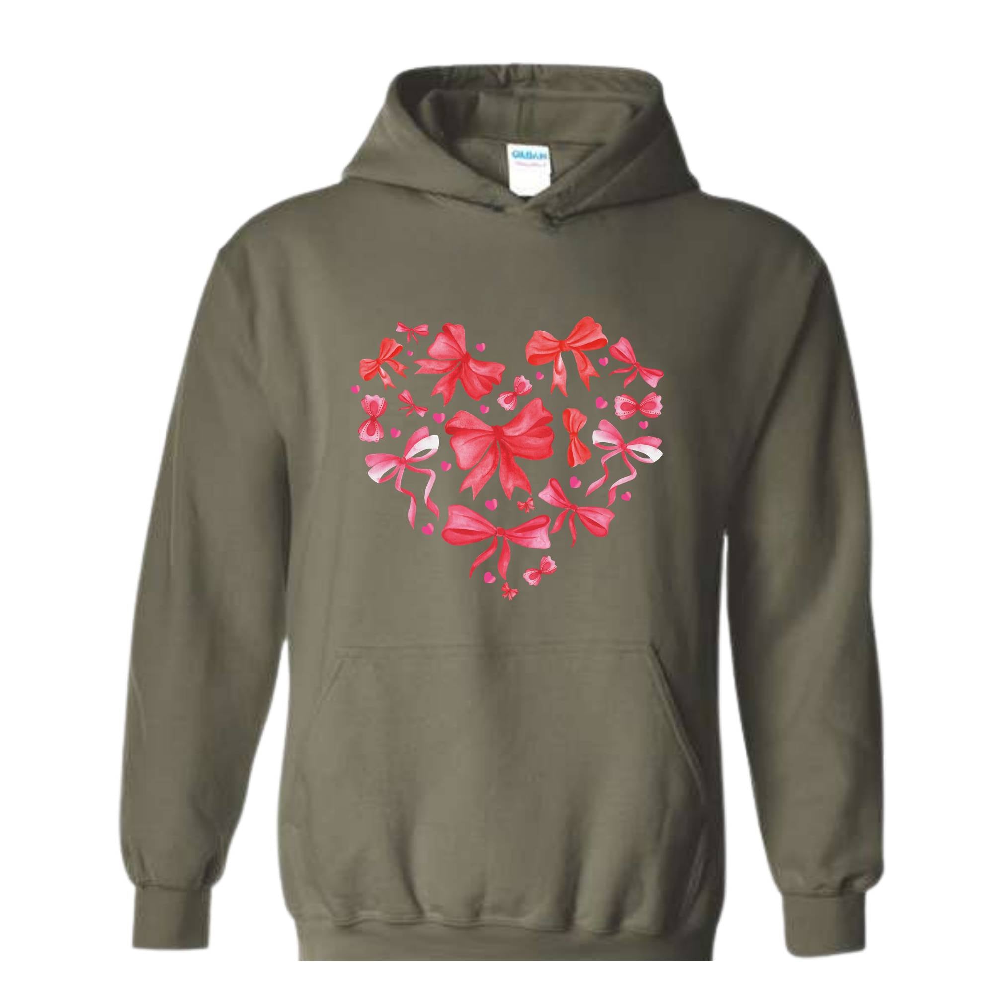 Coquette Valentine Heart Hoodie, Valentine Hoodie, Valentines Day Gift, Valentine Bow Sweatshirt, Pink Valentine Sweater