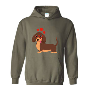 Valentine Dog Sweatshirt, Dog Lover Shirt,Valentines Day Dog Mom Shirt, Love Themed Weiner Dog Hoodie, Valentine Dog Sweatshirt