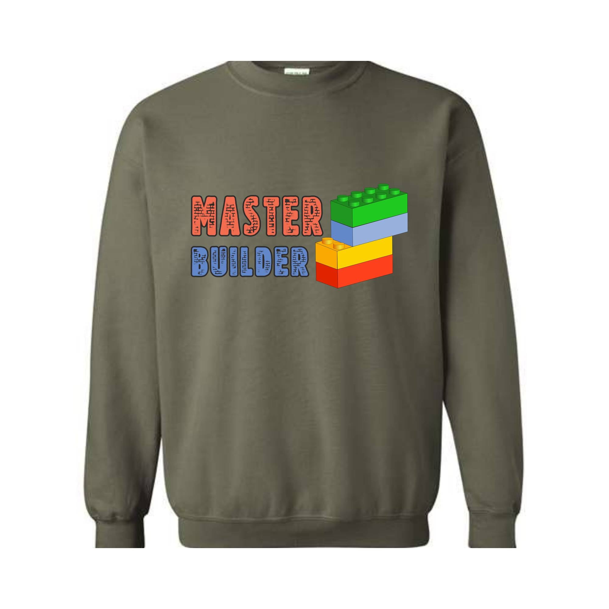 Master Builder Sweatshirt, Building Blocks, Birthday Gift For Kids, Funny Dad, Men Graphic , Building Sweatshirt