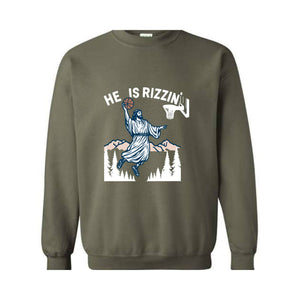 He Is Rizzin' Sweatshirt, Jesus Basketball Easter Sweater, He Is Rizen Funny Easter Sweatshirt, He Is Rizzen Jesus Hoodie, Faith Jesus Gift