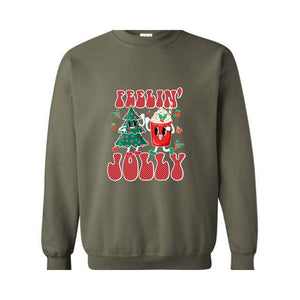 Feelin' Jolly Sweatshirt, Cute Christmas Sweater, Christmas Party Outfit, Christmas Crewneck Sweatshirt, Holiday Sweater, Christmas Gift