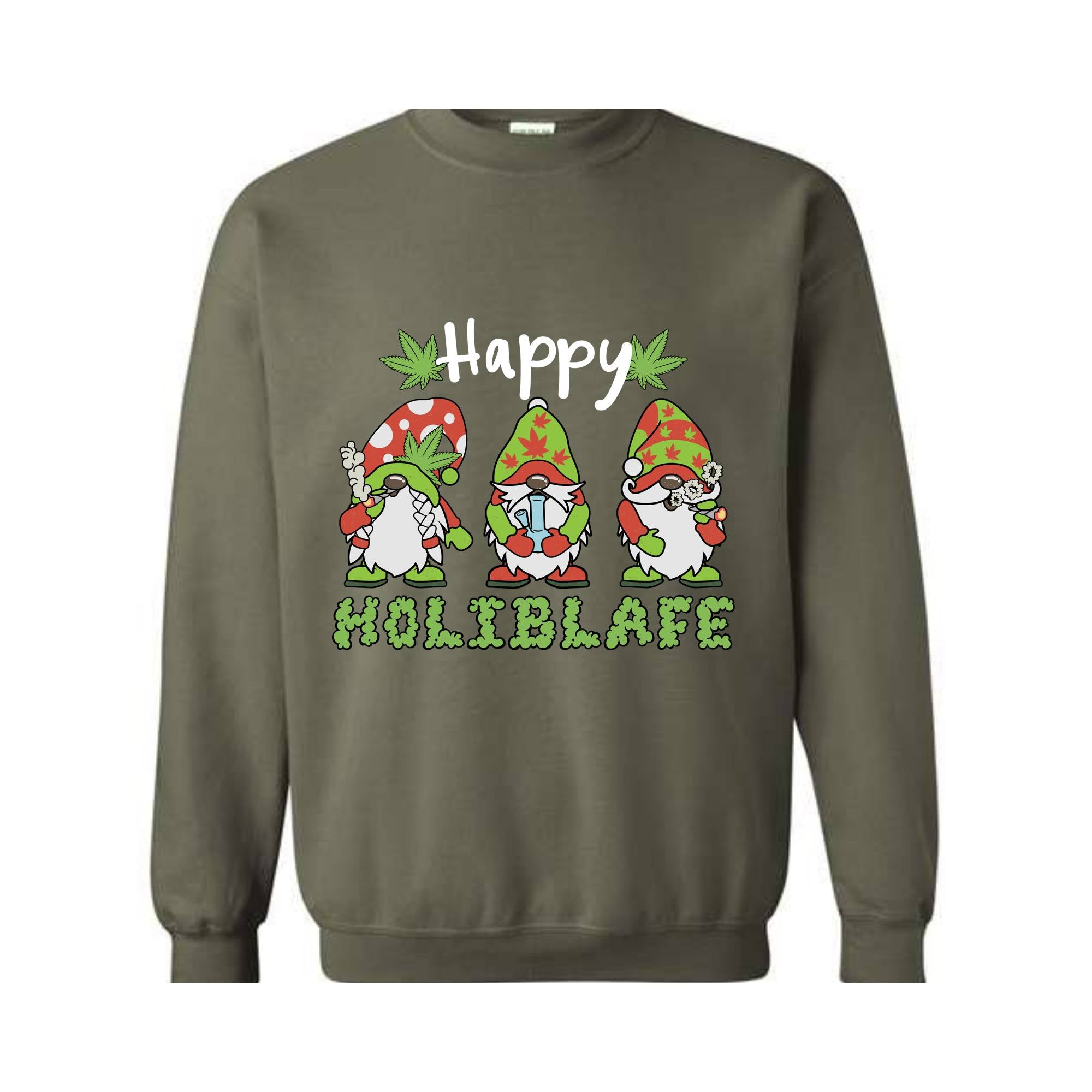 Happy Holiblafe Sweatshirt, Christmas Sweatshirt, Christmas Weed Sweater, Merry Weedmas Sweatshirt, Funny Christmas Sweater