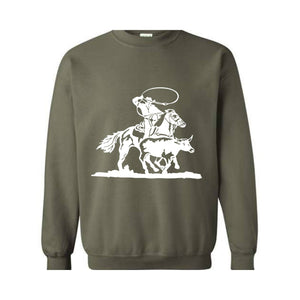 Cowboy Sweatshirt, Cowboy Roping Western Hoodie, Country Sweater, Desert Hoodie, Cowboys Gifts, Cowboy Rodeo Sweatshirt