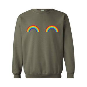 Rainbow boobs Sweatshirt, Cute boobs Crewneck, Breast Boobs Sweatshirt, Free the Nipple Sweatshirt, Gay Pride Sweatshirt, LGBT Crewneck