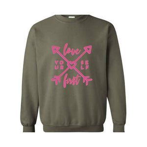 Love Your Self First, Valentine Sweatshirt, Love Heart Sweater, Couples Gift Sweatshirt, Romantic Love Sweater