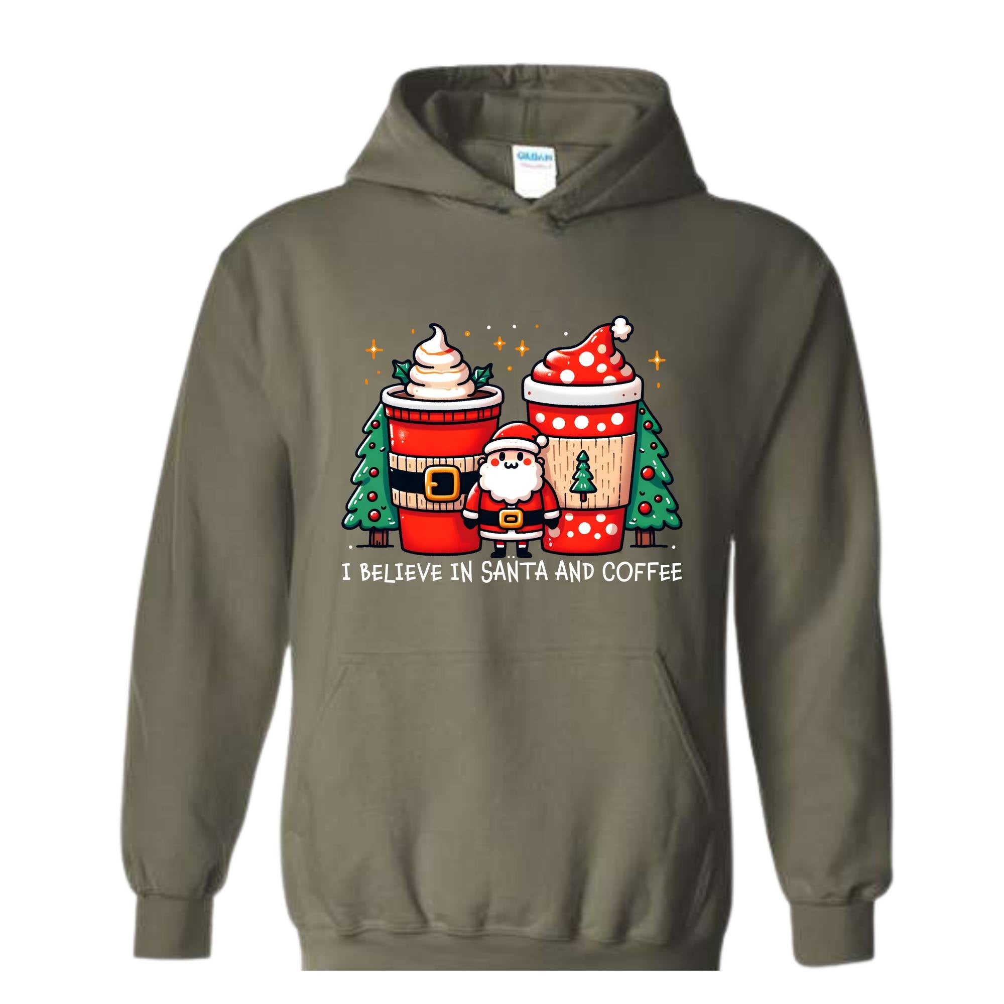 I Believe In Santa And Coffee Sweatshirt, Christmas Sweatshirt, Christmas Gifts, Christmas Party, Santa Claus Sweatshirt