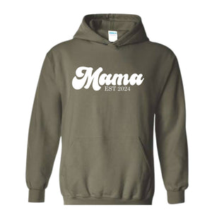 Mama Est 2024 Sweatshirt, Mama Sweatshirt, Mama To Be Hoodie, Future Mama Gift, New Mama Sweatshirt, Pregnancy Hoodie, Baby Shower Sweater