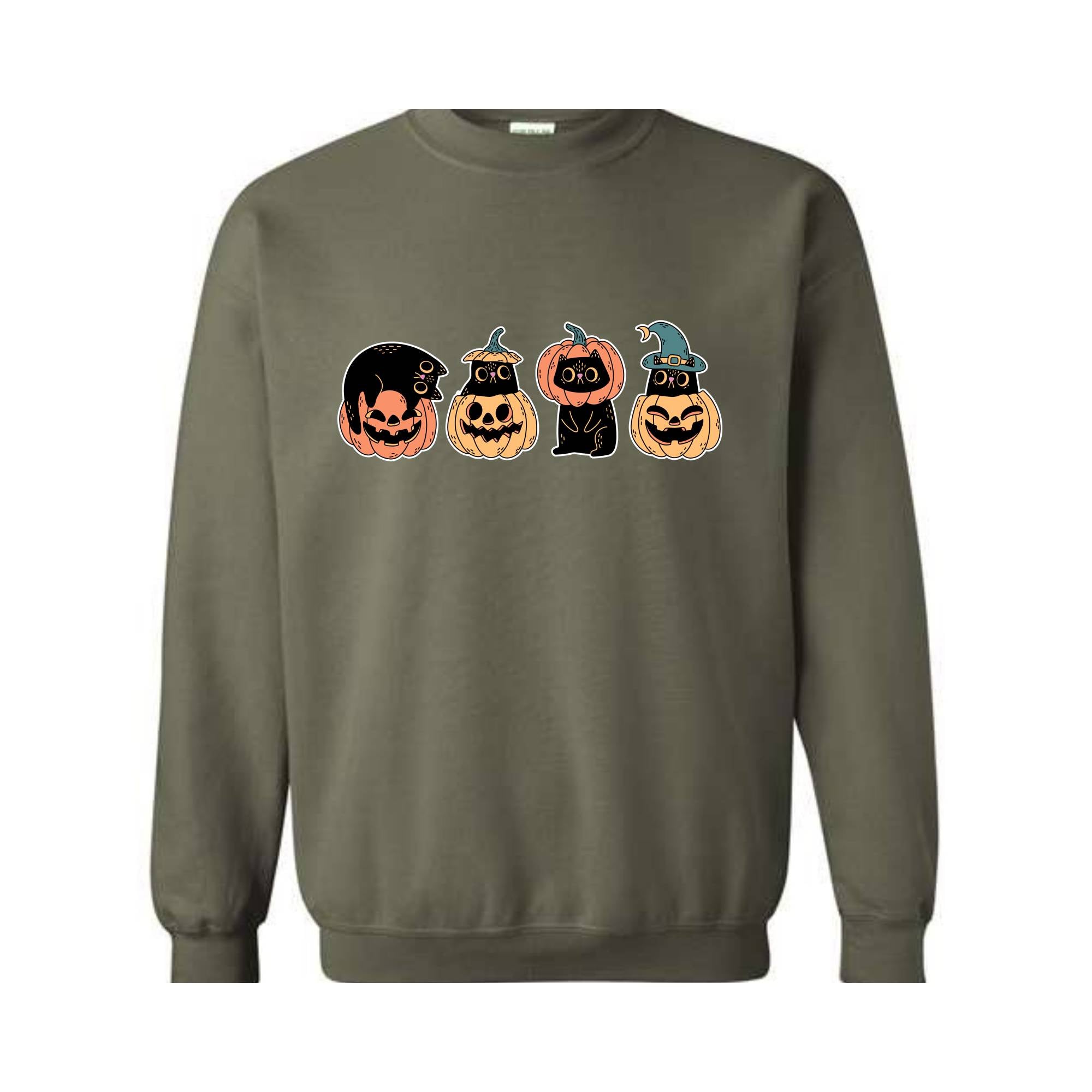 Halloween Cat Pumpkin Sweatshirt, Cute Halloween Sweater, Halloween Gift, Spooky Season Sweatshirt, Pumpkin Shirt, Cat Mom Sweatshirt