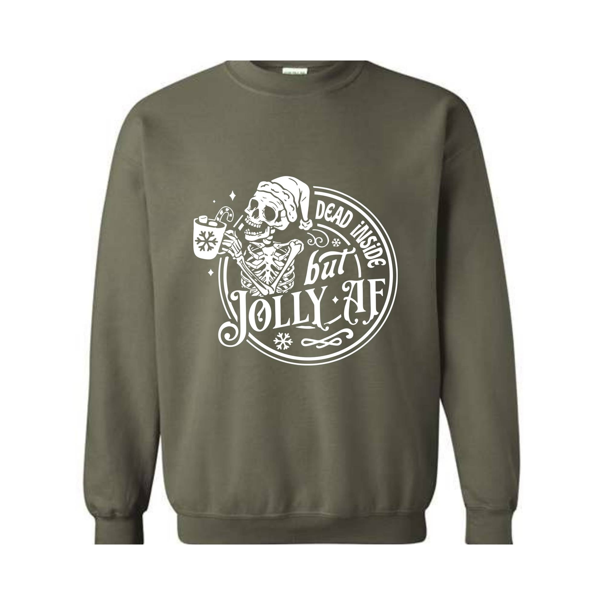 Dead inside but jolly AF Sweatshirt, Skeleton Christmas Sweatshirt, Skull Santa Claus Sweater, Funny Christmas Sweatshirt