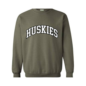 Team Mascot Huskies Team Sweatshirt, Huskies Team Spirit Sweatshirt, Huskies Fan Sweatshirt, Huskies School Gift, Huskies School Spirit