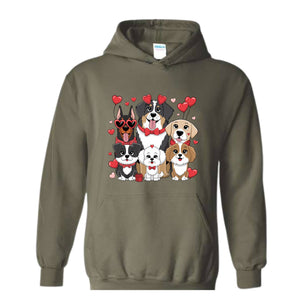 Valentines Dogs Sweatshirt, Dog Lover Valentines Gift, Valentines Hoodie, Dog Mom Hoodie, Dog Valentine Hoodie, Cute Valentines Sweatshirt