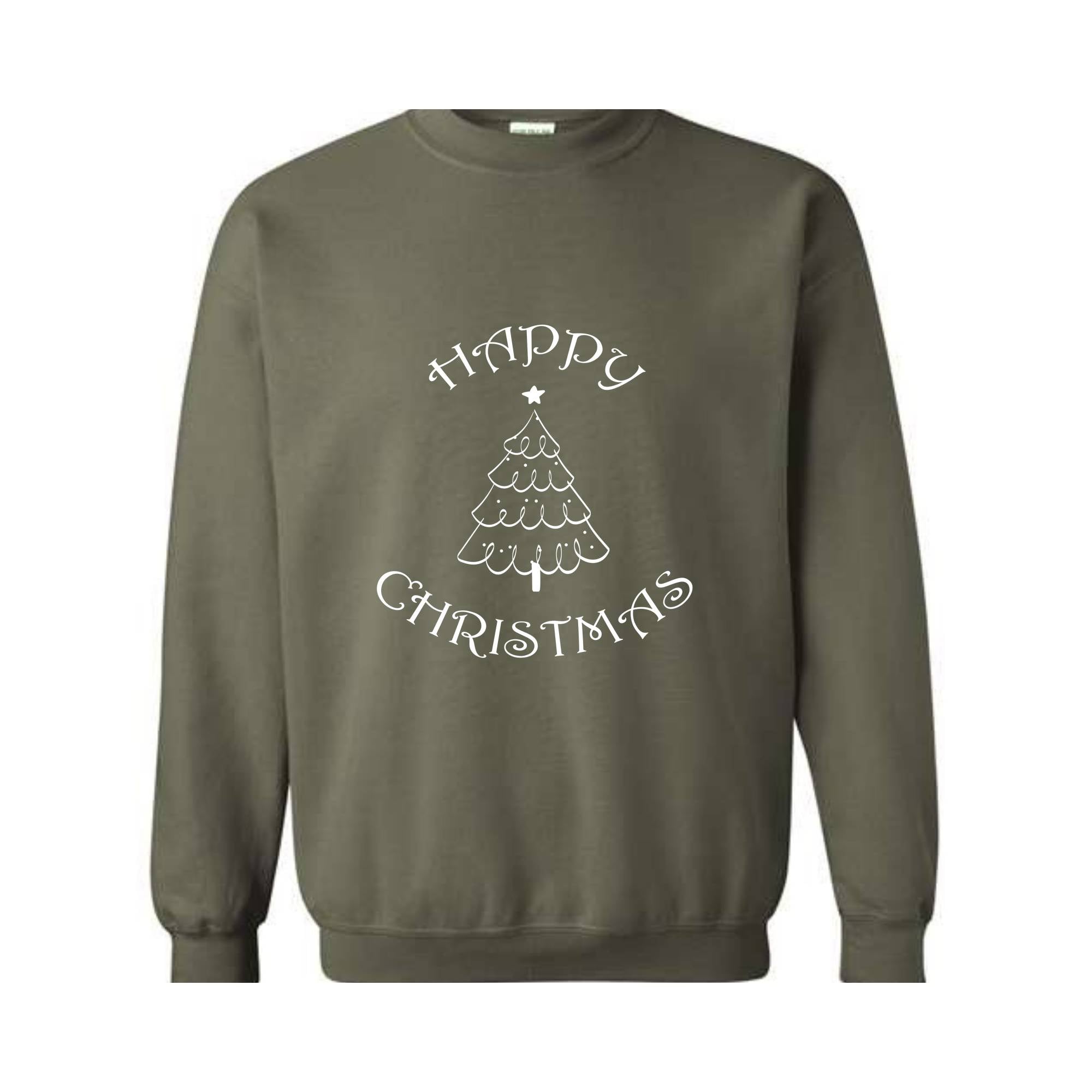 Happy Christmas Tree Sweatshirt, Happy Xmas Sweatshirt, Christmas Sweatshirt, Happy Holiday Sweatshirt, Happy Christmas Gift