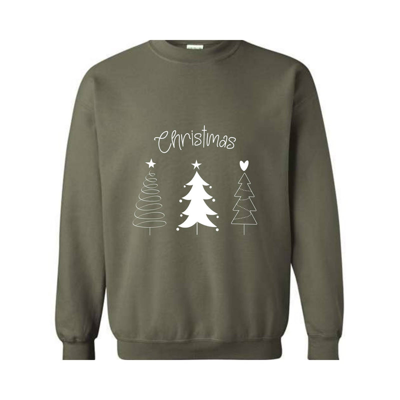 Christmas Sweatshirt, Christmas Sweater, Merry Christmas Trees Christmas Tree Sweatshirt, Holiday Sweaters for Women, Winter Sweatshirt