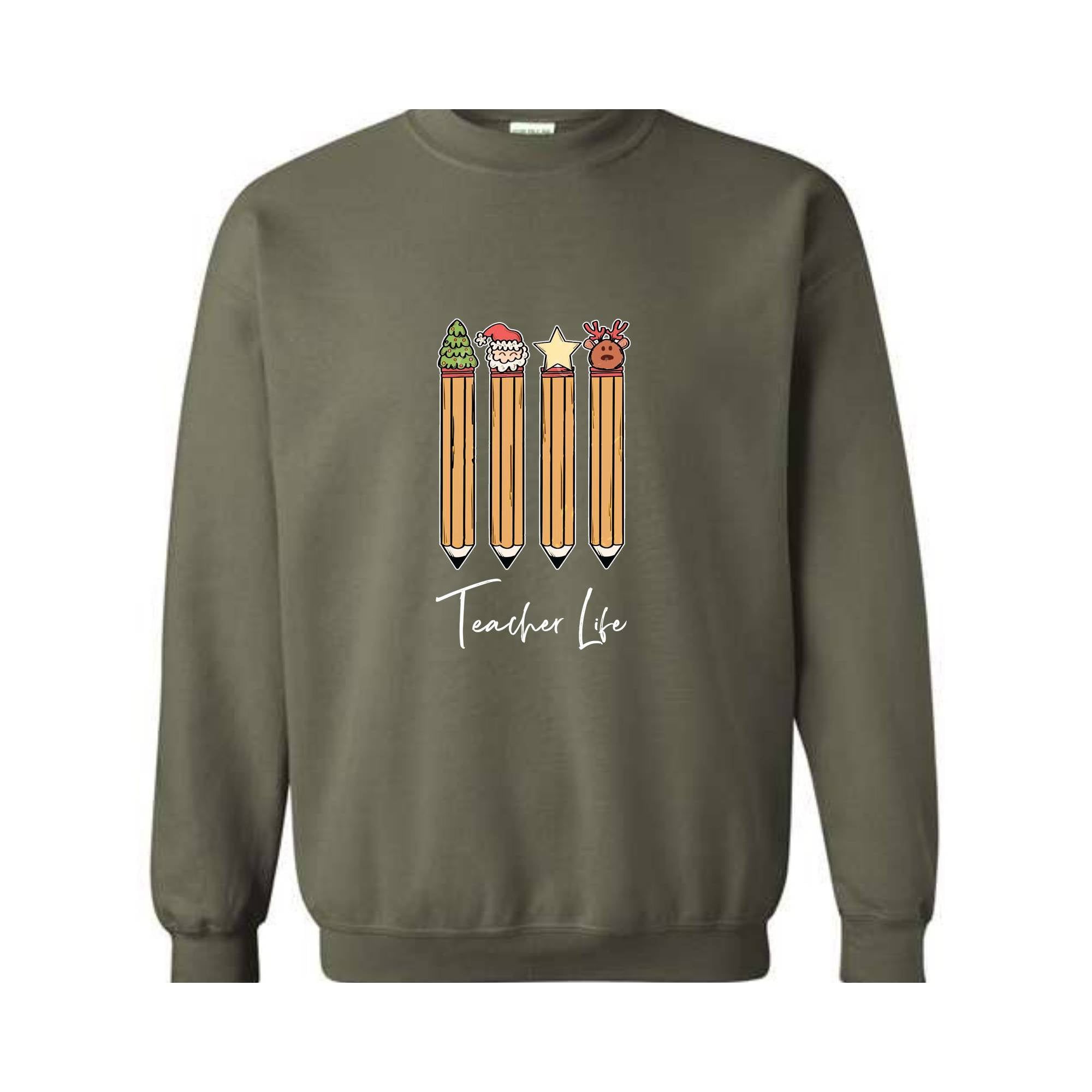 Cute Teacher Christmas Sweatshirt, Christmas Pencils Design, Teacher Life Sweatshirt, Teacher Christmas Gift, School Christmas Season