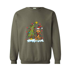 Whimsical Christmas Tree Sweatshirt, Dog Max Whoville Tree Sweatshirt, Whimsical Green Star Tree Sweatshirt, Christmas Tree Sweatshirt