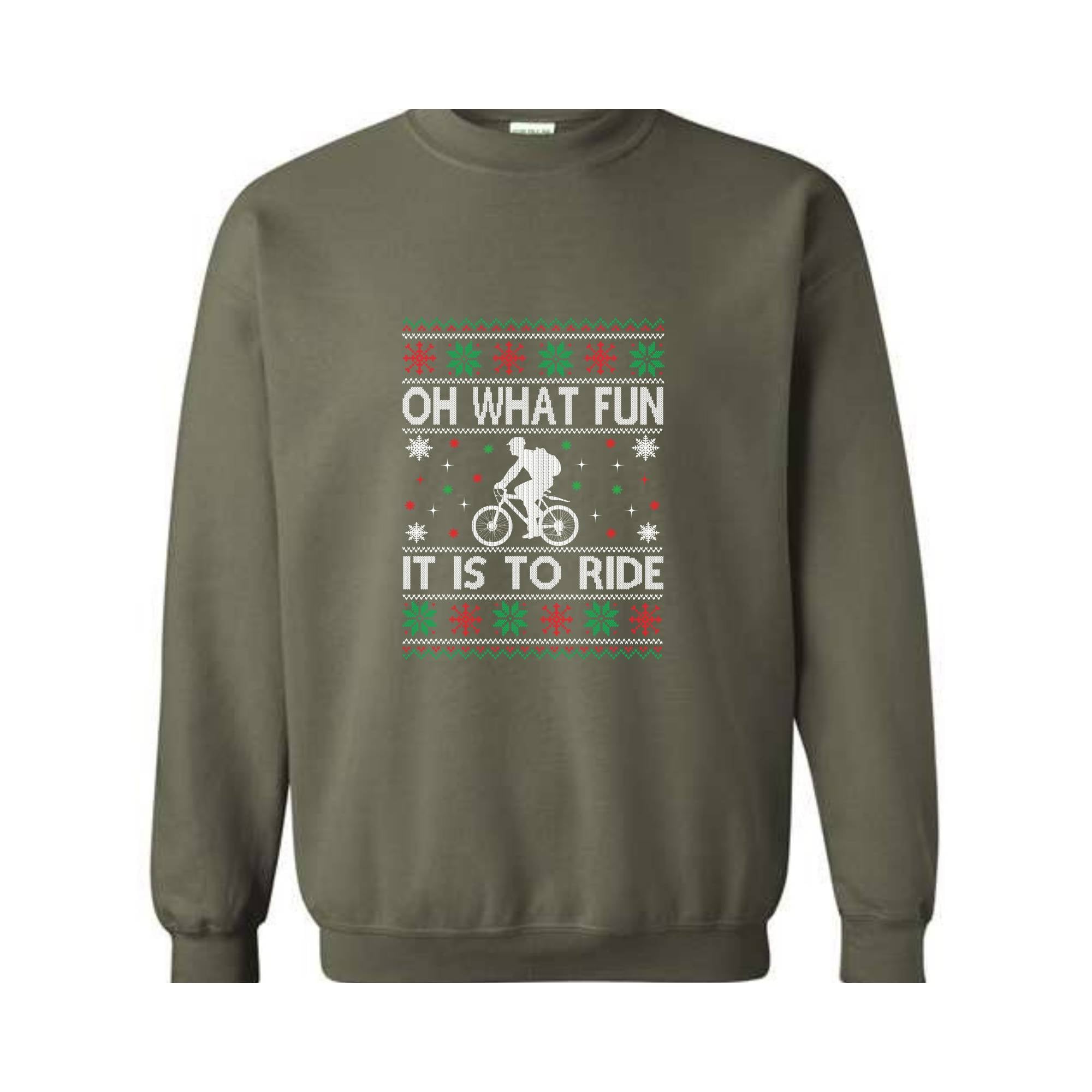 Oh What Fun It Is To Ride Bicycle Sweatshirt, Cycling Ugly Christmas Sweater, Funny Biking Jumper, Bike Christmas Hoodie, Gift for Cyclist