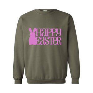 Happy Easter Sweatshirt, Rabbit Sweatshirt, Easter Sweater, Spring Sweatshirt, Easter Gift, Happy Rabbit Sweater