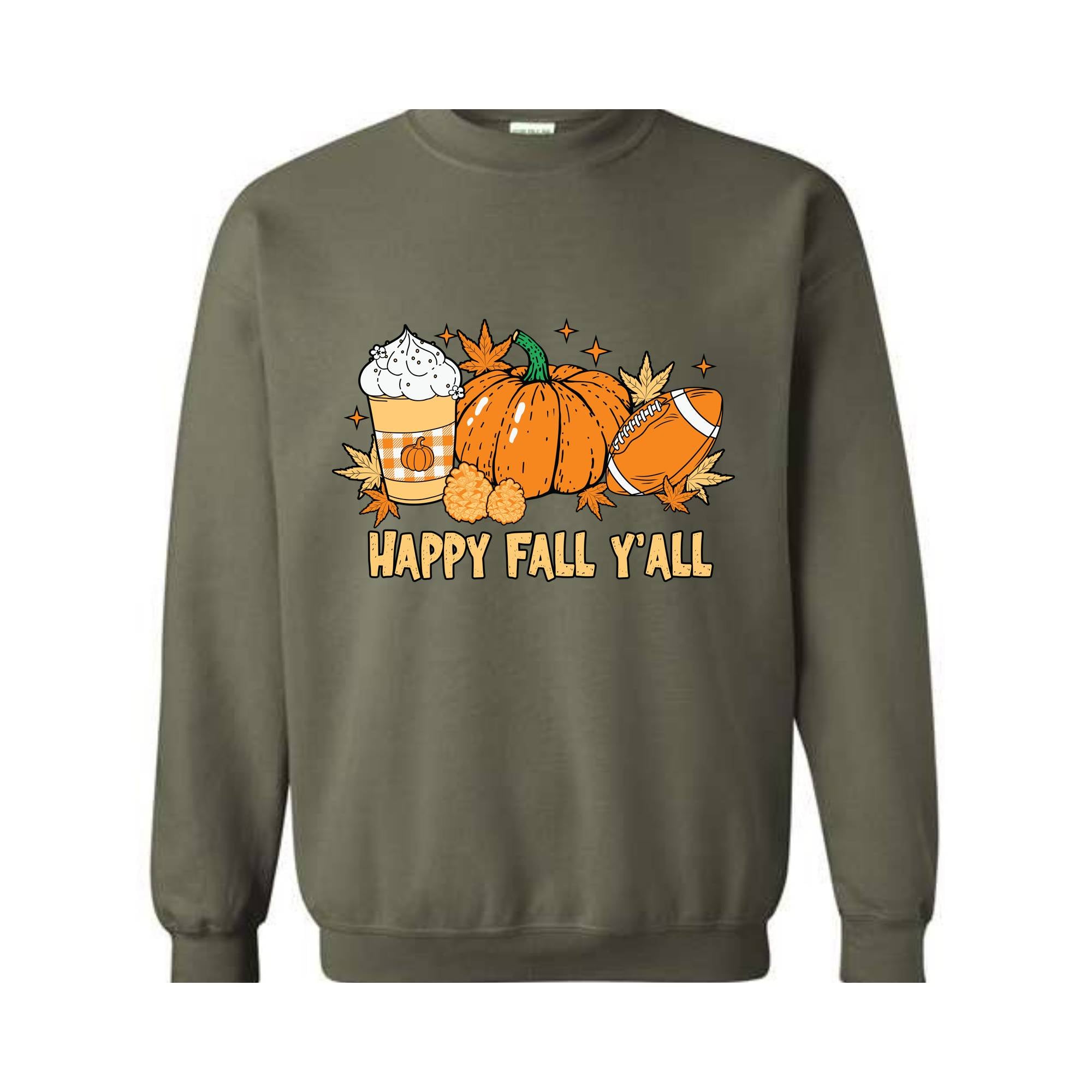 Happy Fall Yall Sweatshirt, Football Fall Pumpkin Sweatshirt, Thanksgiving Sweatshirt, Fall Sweatshirt, Autumn Sweatshirt, Pumpkin Season