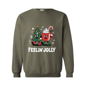 Feeling Jolly Christmas Sweatshirt, Retro Christmas Sweat, Christmas Mom Sweatshirt, Funny Christmas Tee