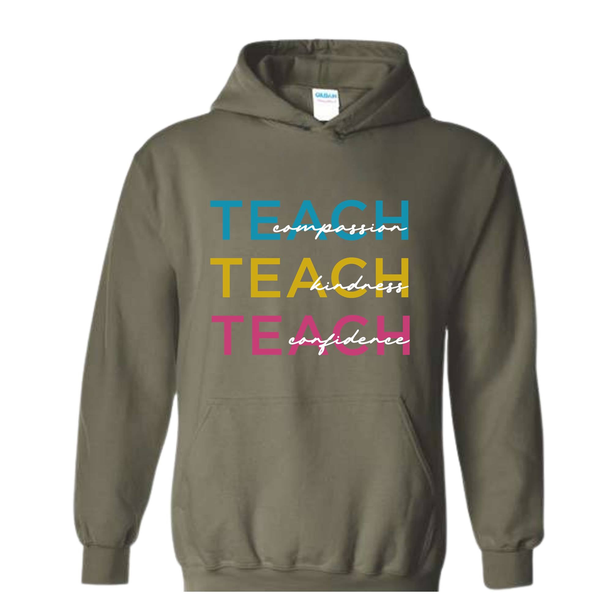 Cute Teach Sweatshirt, Educator Clothing, Compassion Kindness Confidence Teacher Sweatshirt, Teacher Appreciation Gifts, Teacher Hoodie