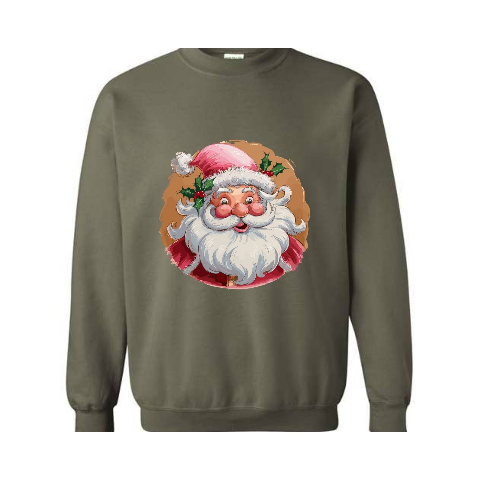 Pink Santa Retro Christmas Sweatshirts, Pink Christmas Matching Family Sweaters, Pink Vintage Holiday Sweatshirt