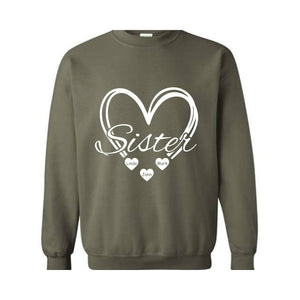 Custom Sisters Sweatshirt, Sisters Heart Sweatshirt, Names In Heart , Personalized Sweatshirt, Sister Day