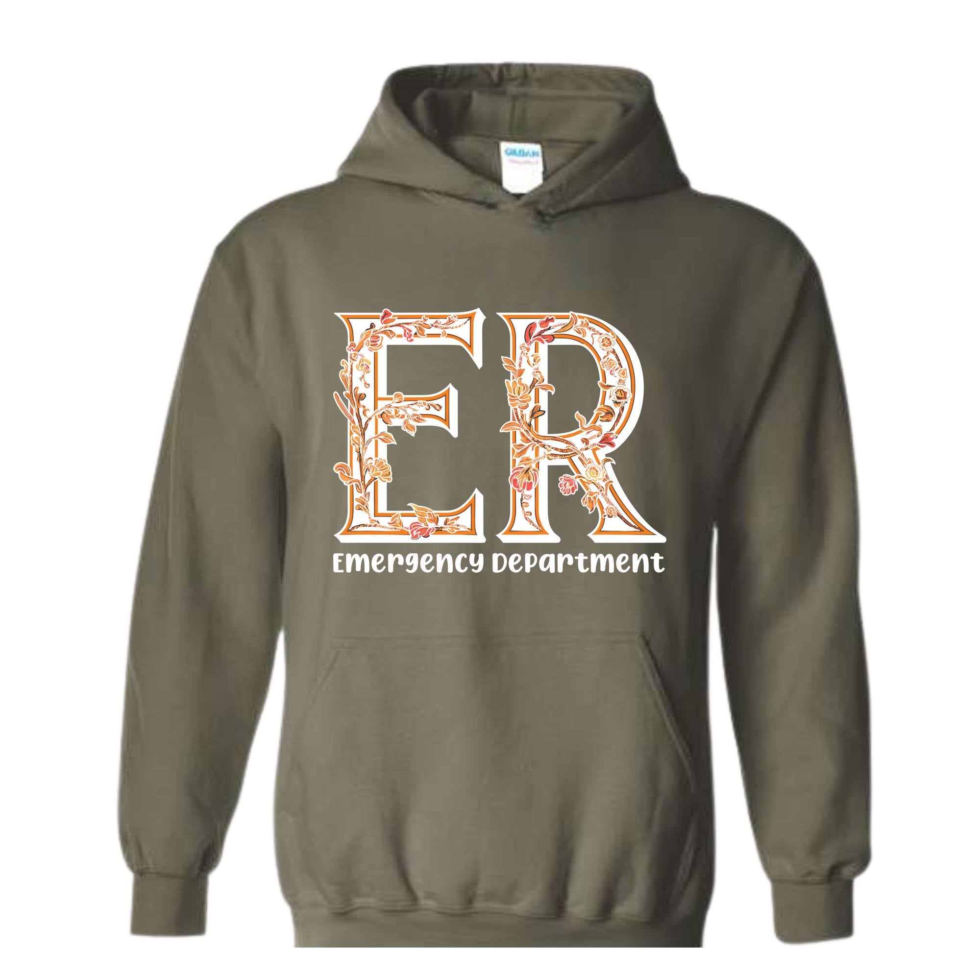 Floral Emergency Department Sweatshirt, ER Nurse Hoodie, ER Nurse Gift, ER Department Sweater, Emergency Room Tee, Cute Mom Hoodie