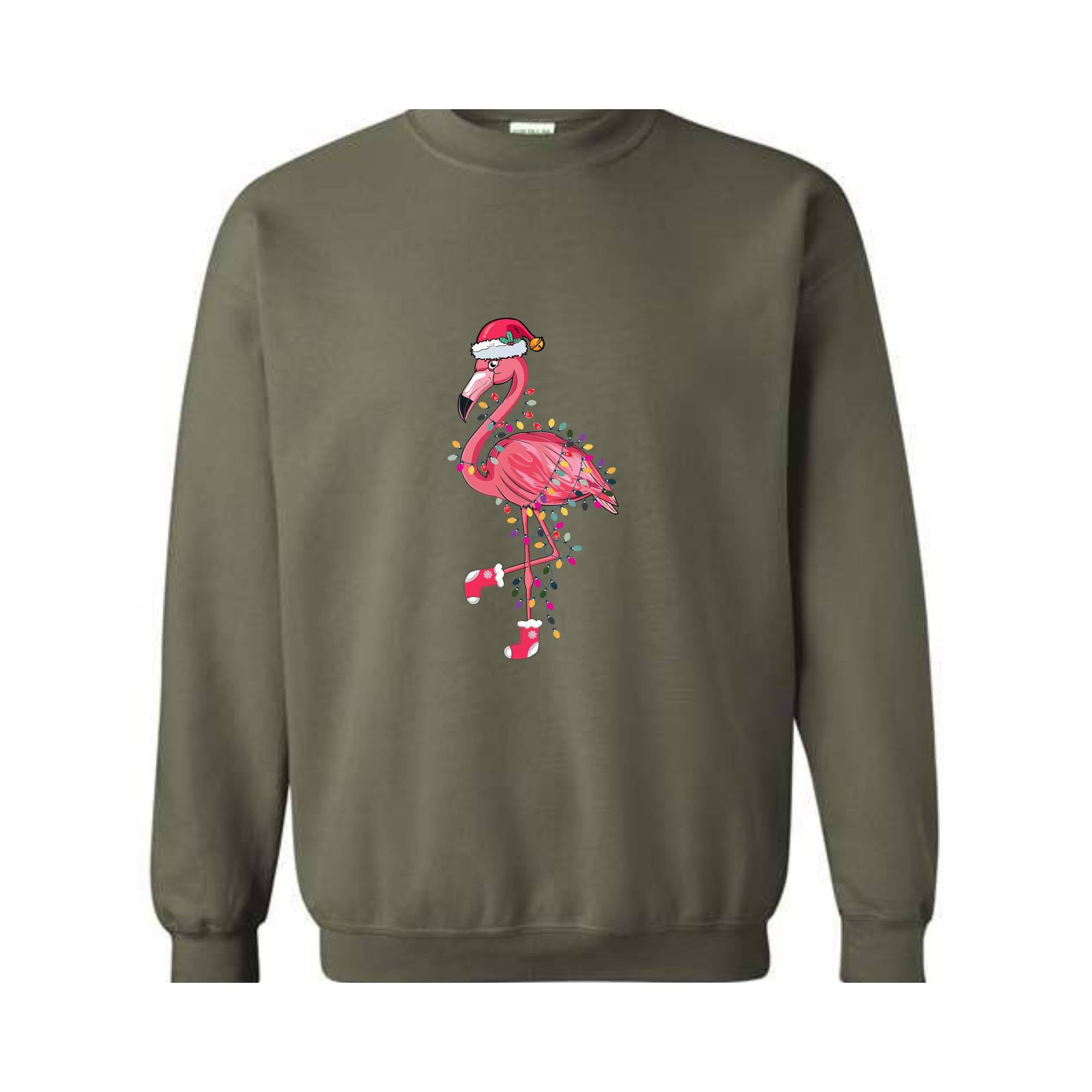 Chrismas Flamingo Sweatshirt, Cute Flamingo Sweater, Animal Christmas Sweatshirt, Santa Beach Sweatshirt, Tropical Christmas