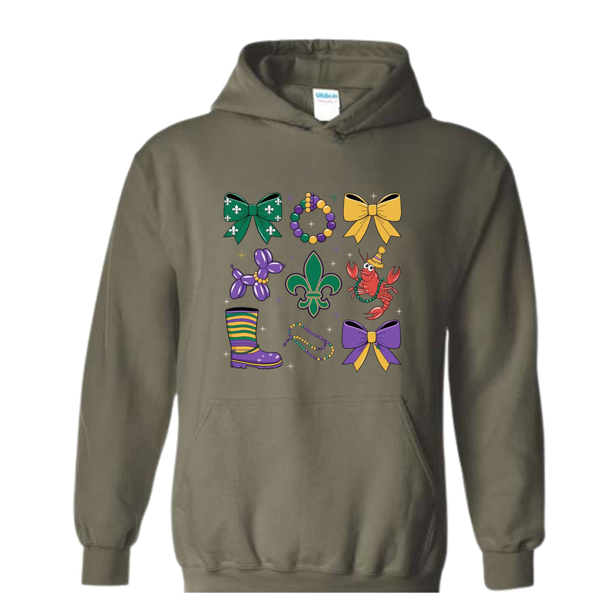 Coquette Mardi Gras Sweatshirt, Bow Mardi Gras Sweatshirt, Mardi Gras Hoodie, Ribbon Mardi Hoodie, Mardi Hoodie