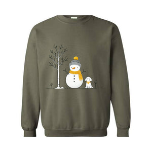 Christmas Snowman And Dog Sweatshirt, Christmas Tree Sweatshirt, Snowman Sweatshirt, Dog Lover Christmas Sweatshirt, Christmas Sweatshirt