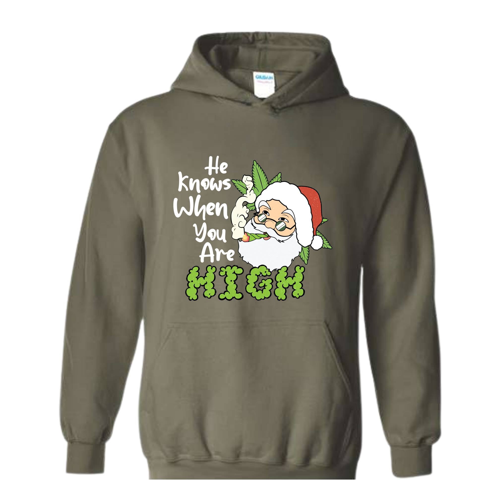 He Knows When You Are High Hoodie, Christmas Hoodie, Santa Claus Hoodie, Merry Weedmas Hoodie, Christmas Gifts