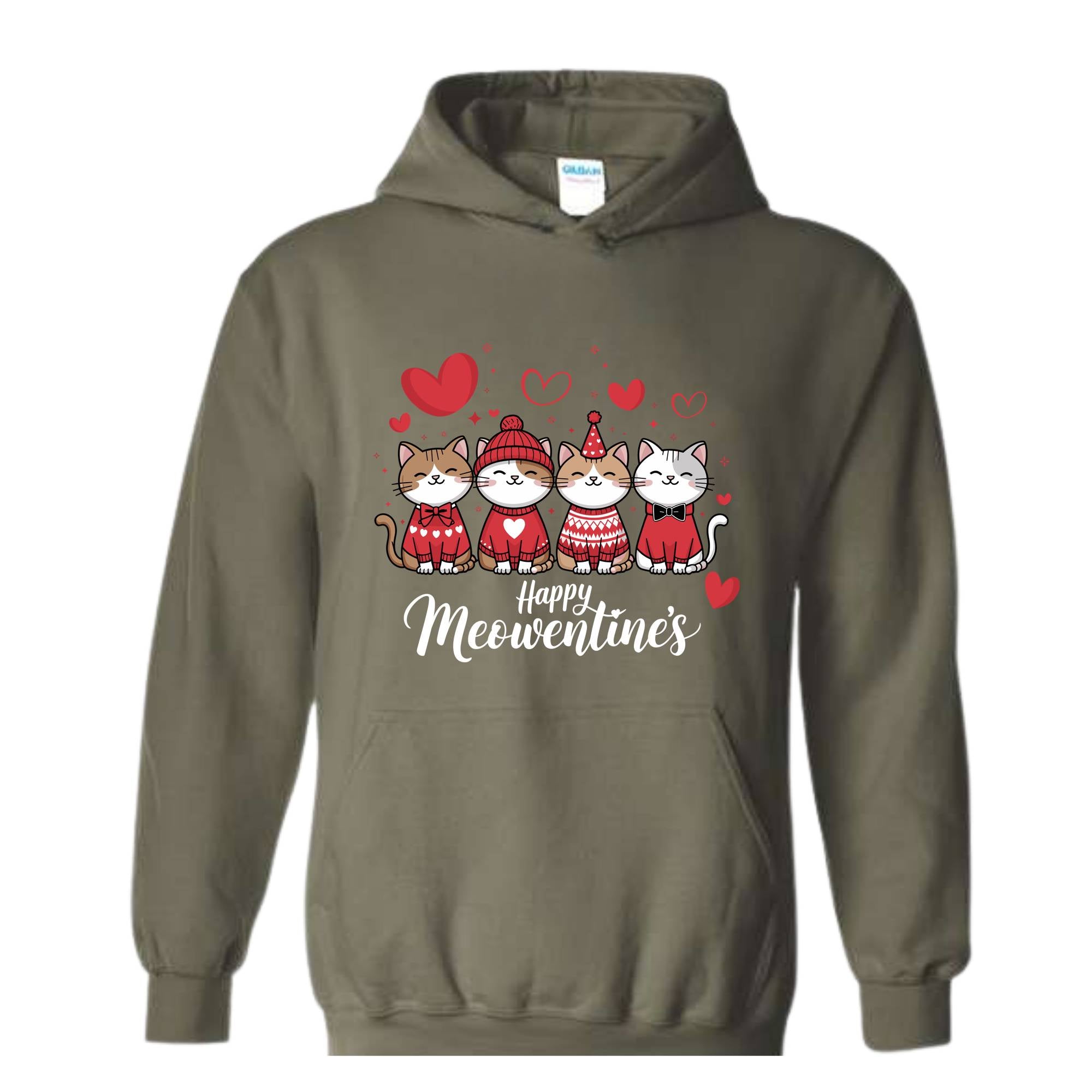 Happy Meowentines Sweatshirt, Funny Valentines Hoodie, Cat Lovers Hoodie, Happy Valentine Gift, Valentines Cat Hoodie, Cute Cat Hoodie