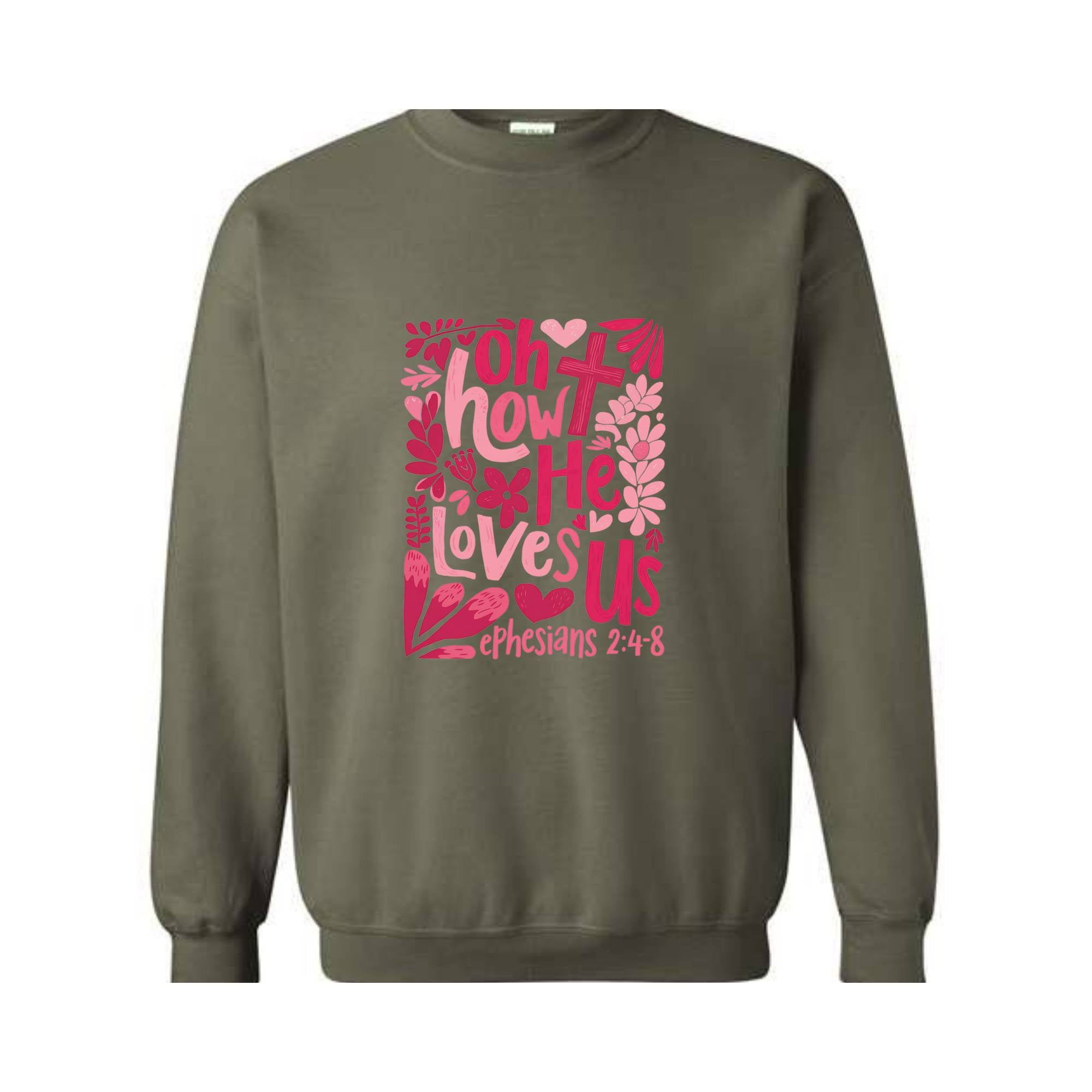 Retro Oh how He Loves Us Sweatshirt, Boho Valentine Sweater, Valentine , Christian Valentine Sweatshirt, Valentine Jesus Shirt