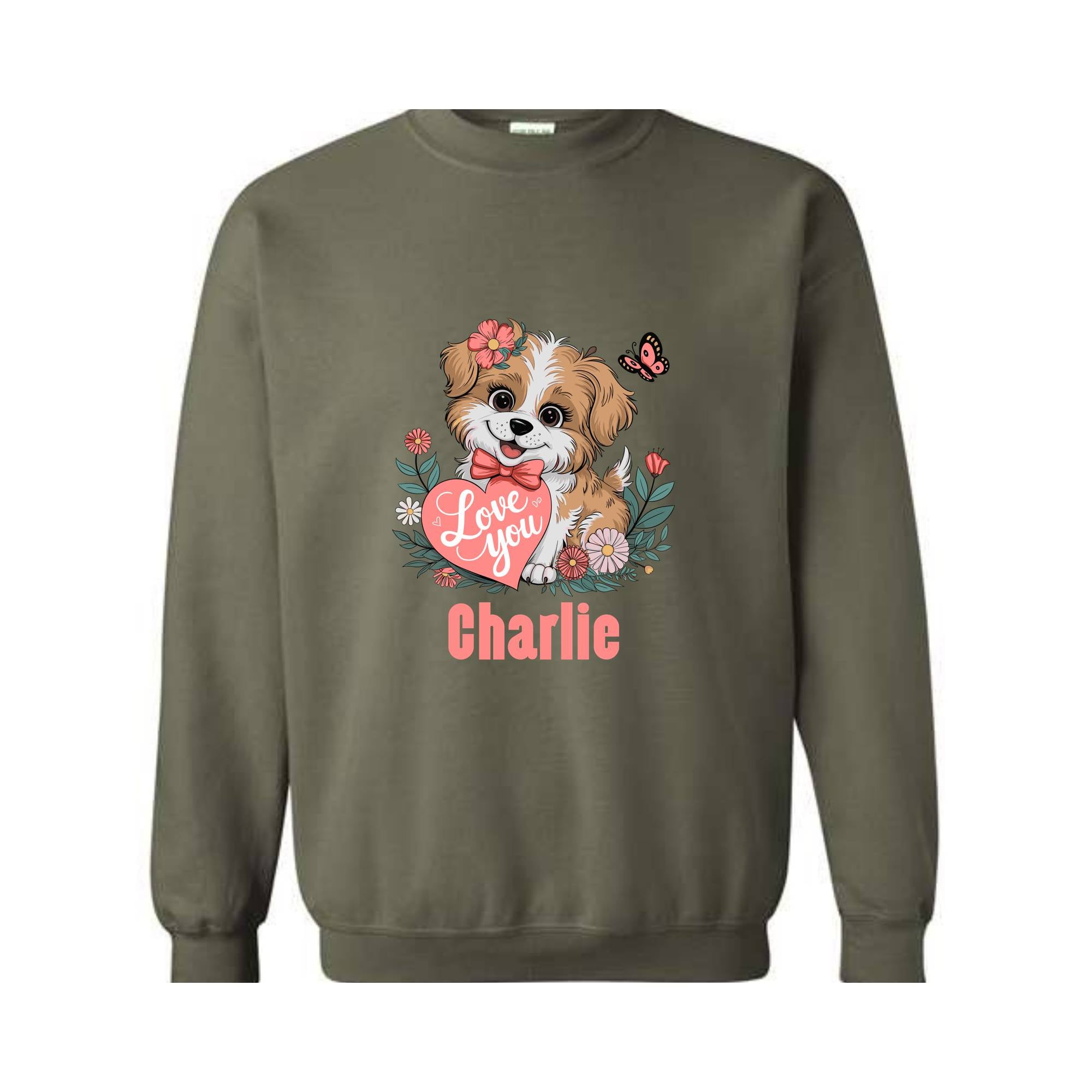 Custom Valentine Dog Sweatshirt, Gift for Dog Lover, Custom Dog , Custom Name , Valentine Dog , Personalized Dog