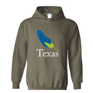 Texas Bluebonnets Hoodie, Texas Hoodie, State Hoodie, Home State Hoodie, Texas Flower Hoodie, Austin Texas Hoodie